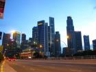 Singapurskie city o zmierzchu